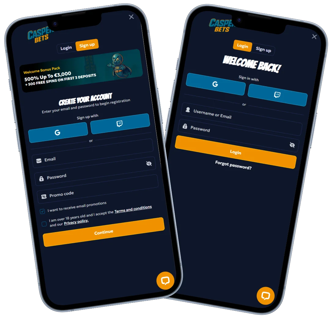 CasperBets Casino Registration and Login