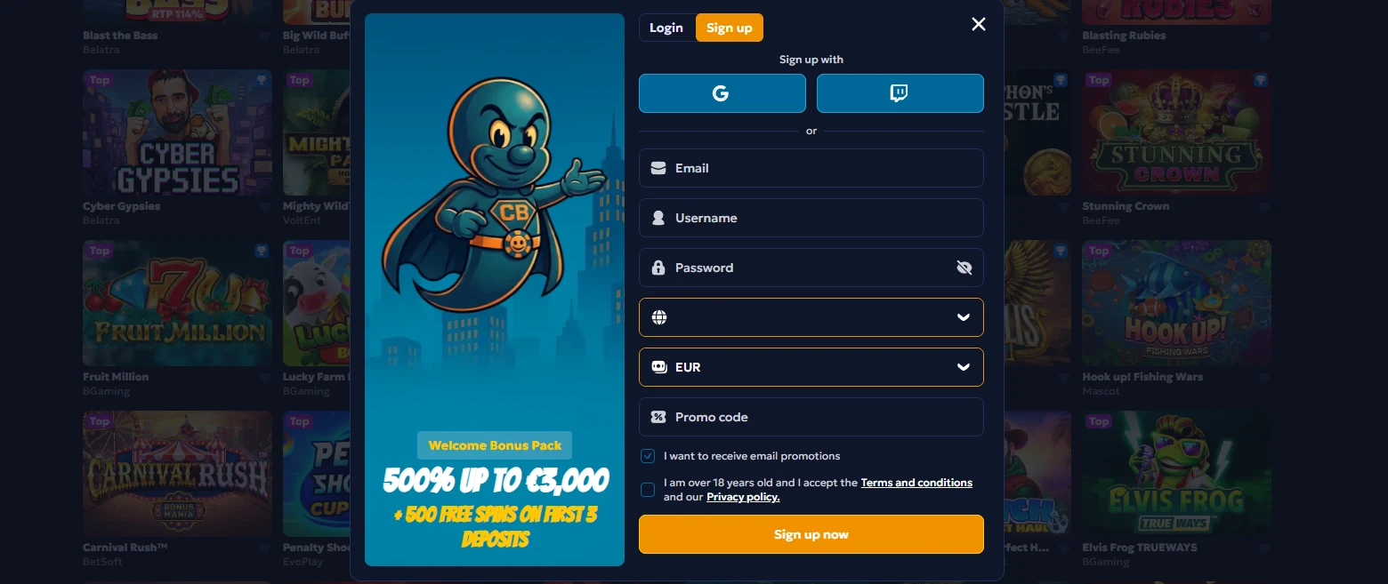 casperbets casino register